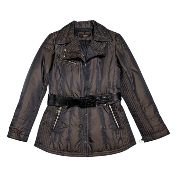 COLE HAAN Down & Feather Fill Winter Puffer Parka Coat Jacket Womens Small - Picture 1 of 8